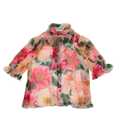 Shop Dolce & Gabbana Floral Silk Shirt In Pink