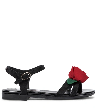 Shop Dolce & Gabbana Embellished Grosgrain Sandals In Black