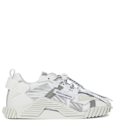 Shop Dolce & Gabbana Ns1 Leather-trimmed Mesh Sneakers In White