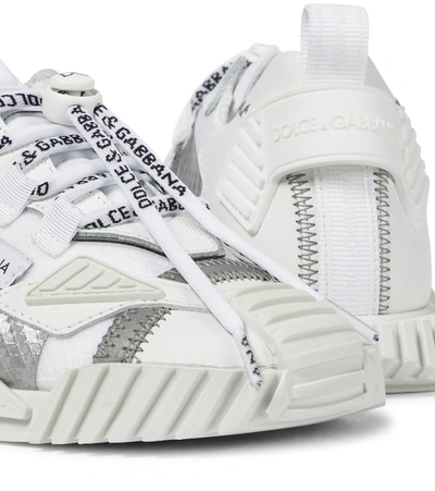 Shop Dolce & Gabbana Ns1 Leather-trimmed Mesh Sneakers In White