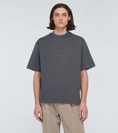 Shop Acne Studios Cotton Logo T-shirt In Slate Grey