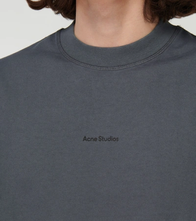 Shop Acne Studios Cotton Logo T-shirt In Slate Grey