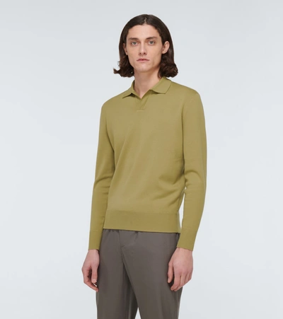 Shop Loro Piana Wool Long-sleeved Polo Shirt In Yellow
