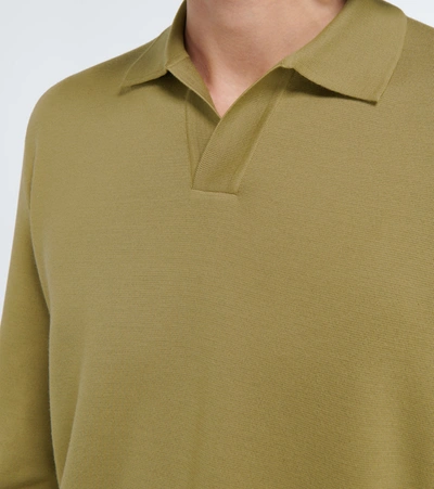 Shop Loro Piana Wool Long-sleeved Polo Shirt In Yellow