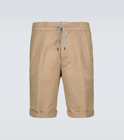 Shop Brunello Cucinelli Linen-blend Bermuda Shorts In Beige