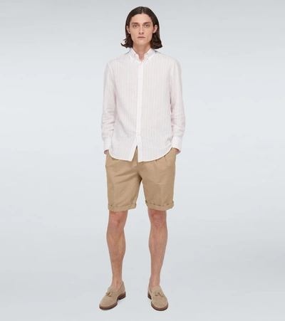 Shop Brunello Cucinelli Linen-blend Bermuda Shorts In Beige