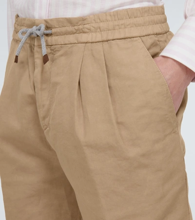 Shop Brunello Cucinelli Linen-blend Bermuda Shorts In Beige