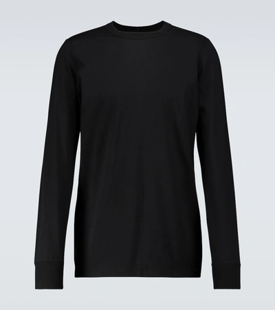 Shop Rick Owens Level Long-sleeved Cotton T-shirt In Black