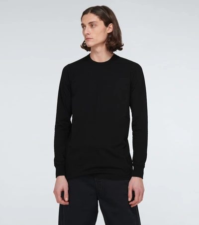 Shop Rick Owens Level Long-sleeved Cotton T-shirt In Black