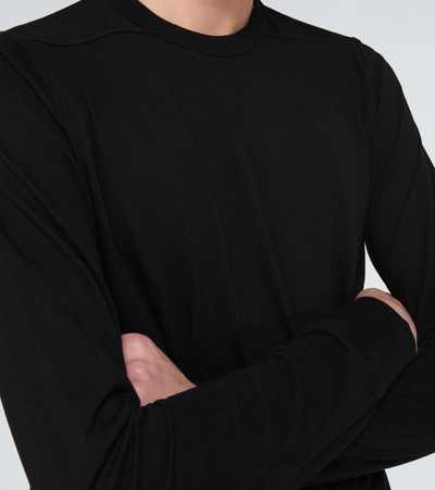 Shop Rick Owens Level Long-sleeved Cotton T-shirt In Black