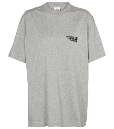 Shop Vetements Logo Cotton Jersey T-shirt In Grey