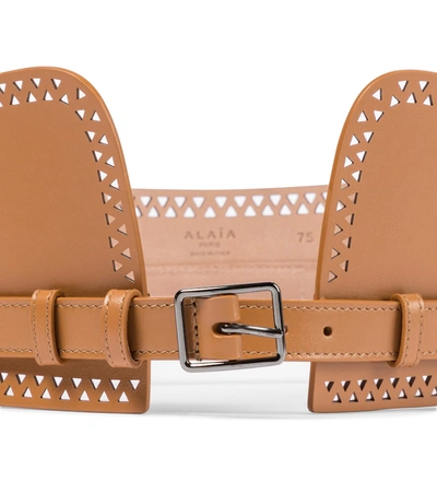 Shop Alaïa Leather Corset Belt In Brown