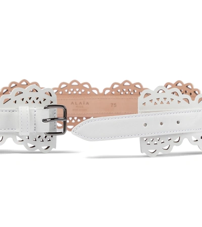 Shop Alaïa Laser-cut Leather Belt In White