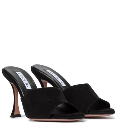 Shop Aquazzura Violette 95 Suede Sandals In Black