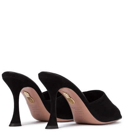 Shop Aquazzura Violette 95 Suede Sandals In Black