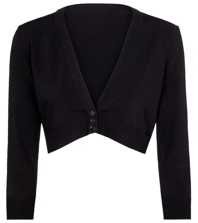 Shop Alaïa Cropped Cardigan In Black