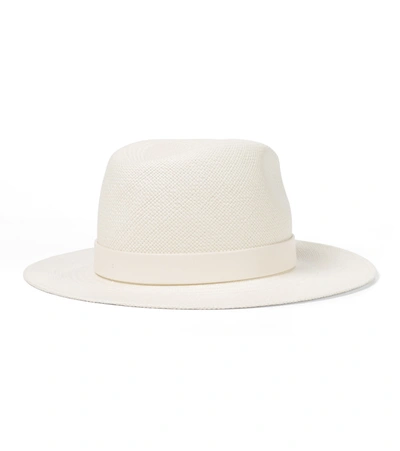 Shop Valentino Vlogo Straw Hat In White