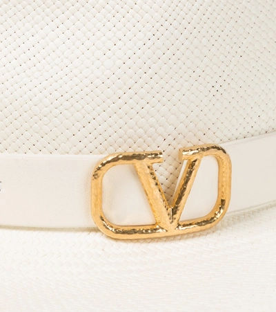 Shop Valentino Vlogo Straw Hat In White