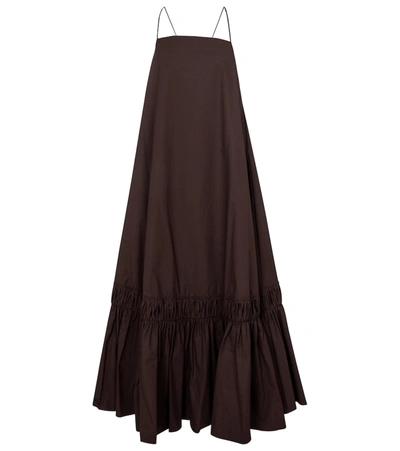 Shop Jil Sander Cotton Poplin Maxi Dress In Brown
