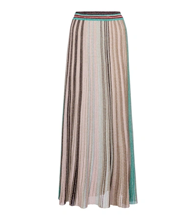 Shop Missoni Metallic Striped Knit Maxi Skirt In Multicoloured