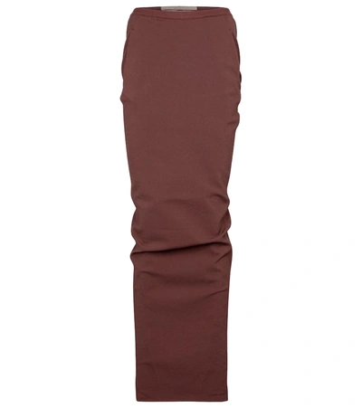 Shop Rick Owens Pillar Cotton-blend Maxi Skirt In Red
