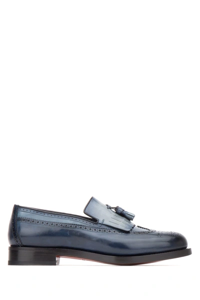 Shop Santoni Embellished Leather Loafers Nd  Uomo 5