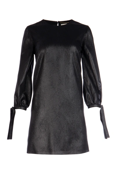 Shop Saint Laurent Silk And Lurex Black Dress Nd  Donna 38f