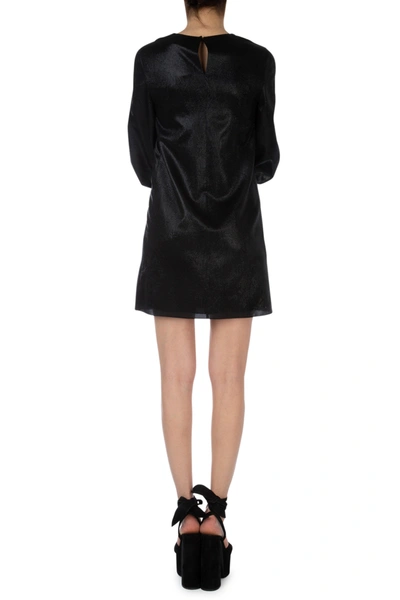 Shop Saint Laurent Silk And Lurex Black Dress Nd  Donna 38f
