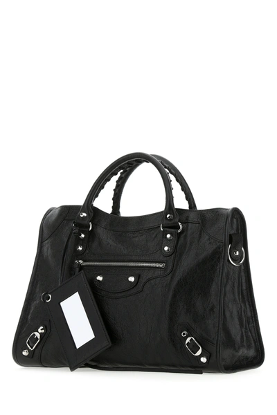 Shop Balenciaga Graphite Leather Medium City Classic Handbag Nd  Donna Tu