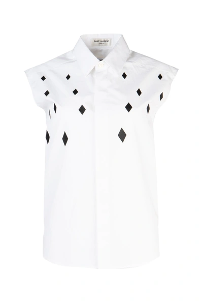 Shop Saint Laurent White Cotton Sleeveless Shirt  Nd  Donna 40f