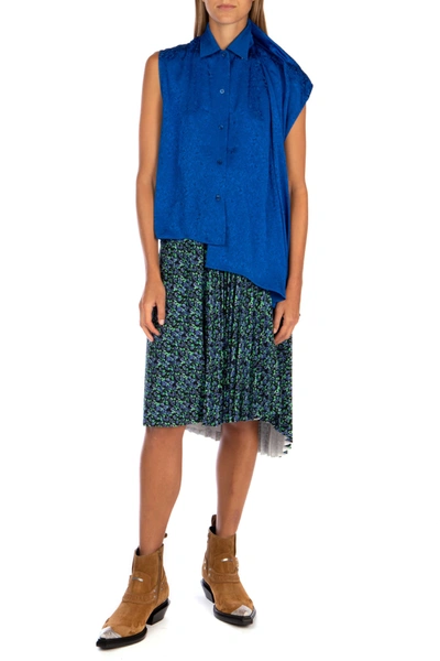 Shop Balenciaga Electric Blue Acetate Blend Shirt  Nd  Donna 36f