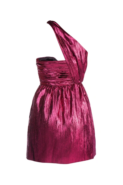 Shop Saint Laurent Fuchsia Lamé Mini Dress Nd  Donna 36f