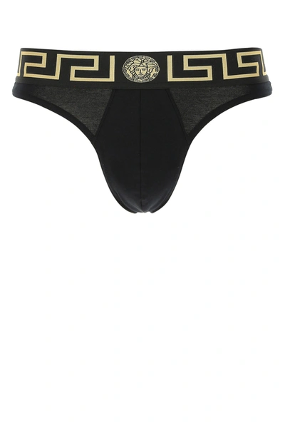 VERSACE: jock strap in stretch cotton - Black