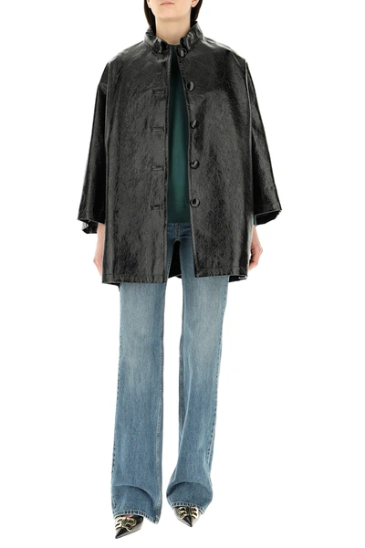 Shop Balenciaga Black Coated Denim Oversize Coat  Nd  Donna 38f