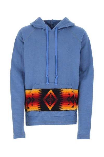 Shop Greg Lauren Powder Light Blue Cotton Sweatshirt  Nd  Uomo 4