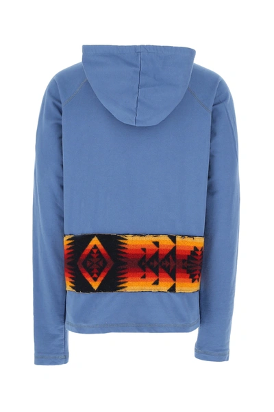 Shop Greg Lauren Powder Light Blue Cotton Sweatshirt  Nd  Uomo 4