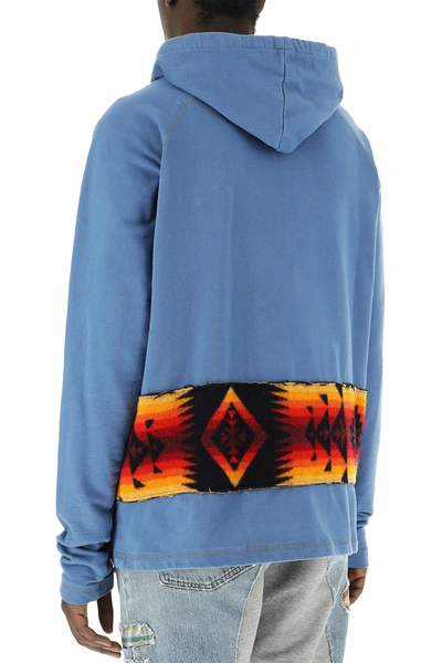 Shop Greg Lauren Powder Light Blue Cotton Sweatshirt  Nd  Uomo 4