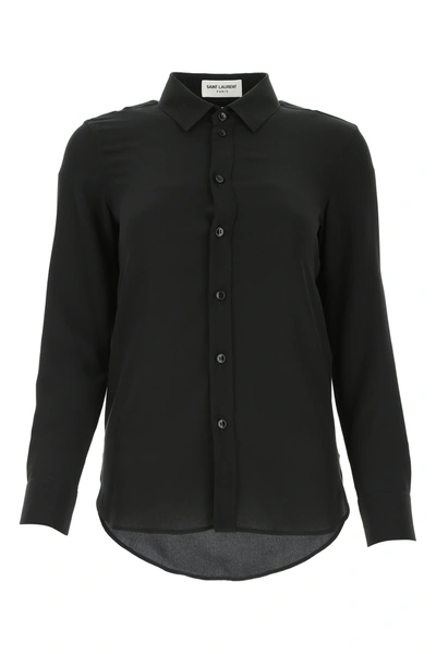 Shop Saint Laurent Black Crepe Shirt Black  Donna 42f
