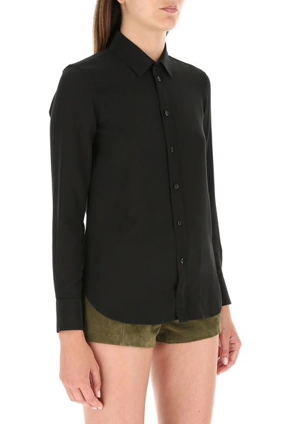 Shop Saint Laurent Black Crepe Shirt Black  Donna 42f