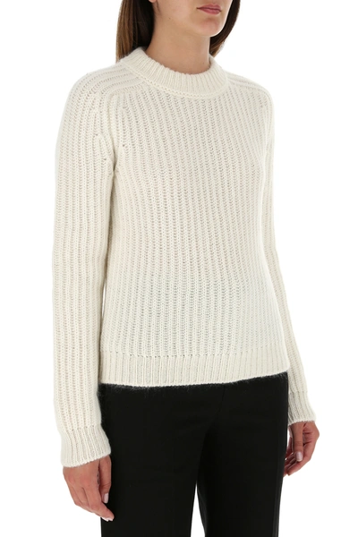 Shop Saint Laurent Ivory Wool Blend Sweater  White  Donna M