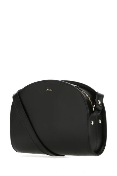 Apc A.p.c. Women Black Leather Mini Demi Lune Shoulder Bag