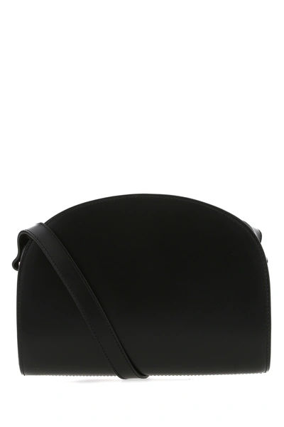 Apc A.p.c. Women Black Leather Mini Demi Lune Shoulder Bag