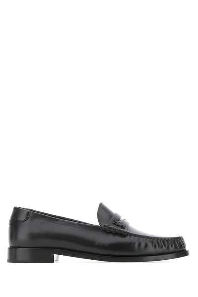 Shop Saint Laurent Black Leather Loafers Nd  Uomo 44