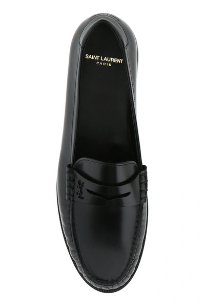 Shop Saint Laurent Black Leather Loafers Nd  Uomo 44