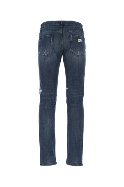 Shop Dolce & Gabbana Blue Stretch Denim Jeans  Blue  Uomo 48