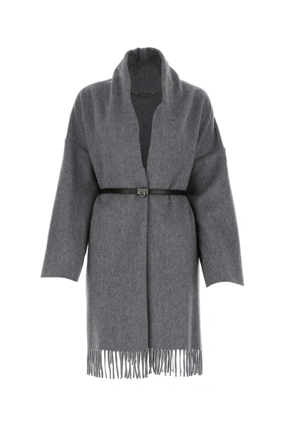 Shop Ferragamo Grey Cashmere Blend Coat Grey Salvatore  Donna M