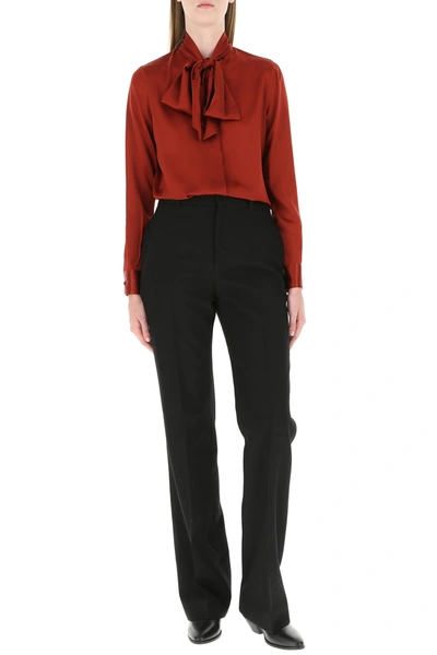 Shop Saint Laurent Burgundy Silk Blouse  Nd  Donna 36f