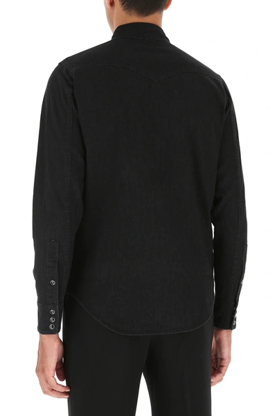 Shop Saint Laurent Slate Denim Shirt Black  Uomo L