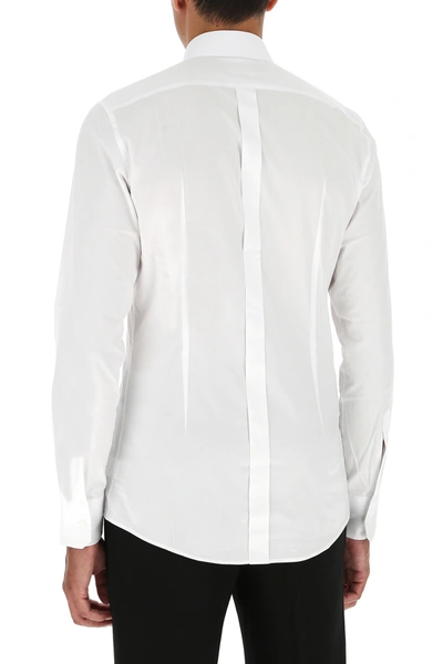 Shop Dolce & Gabbana White Stretch Poplin Shirt Nd  Uomo 43