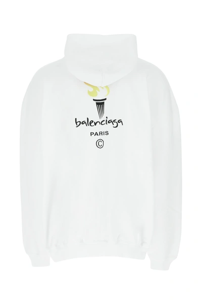 Shop Balenciaga White Cotton Sweatshirt Nd  Uomo 2xs